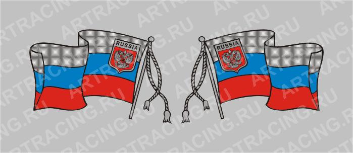 автознак "RUS"- флаг с кисточкой голографический, 290х190мм, Арт рэйсинг