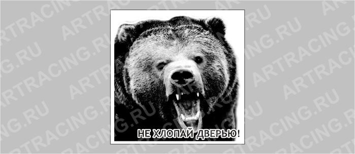 наклейка средняя квадрат "Медведь"(Не хлопай дверью)