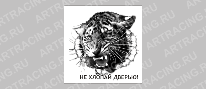 наклейка средняя квадрат "Тигр"(Не хлопай дверью)