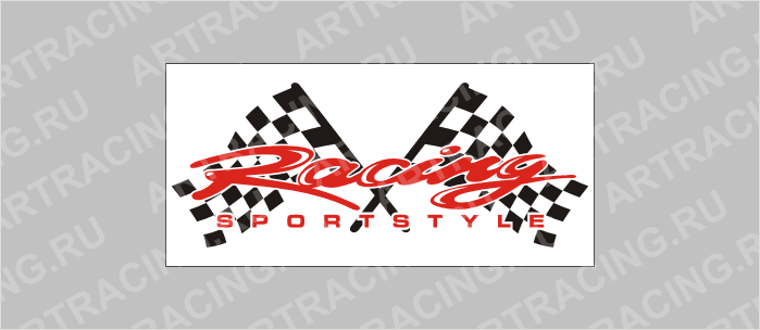 наклейка средняя "2 флага Racing sportstyle"