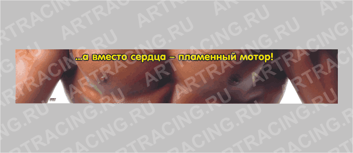 наклейка на капот грузового автомобиля "А вместо сердца-пламенный мотор"(полноцвет)