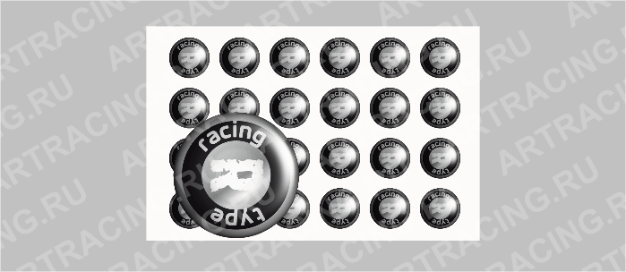 наклейка "Заклепки" 12х12мм (полимер), "RType racing" средняя к-т 24 шт., Арт рэйсинг