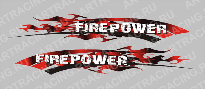 Графика на борта 19-020, "FIRE POWER", комплект на две стороны винил