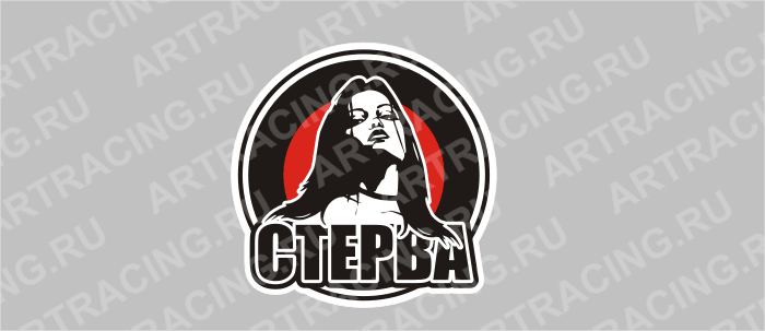 наклейка круг "Стерва" 100х100мм, ассорти 5 штук, Арт рэйсинг
