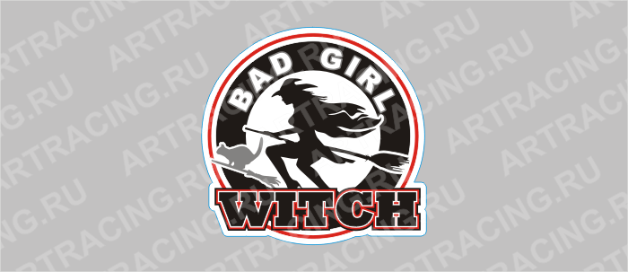 наклейка круг "WITCH"(bad girl), 100х100мм, набор 5 штук, Арт рэйсинг