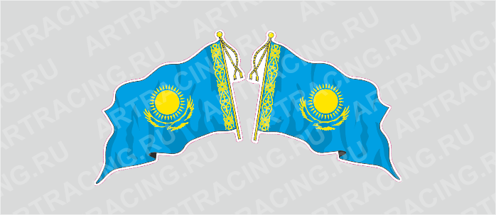 наклейка "Флаг Казахстана"(с кисточкой), средний, 215х150мм, Арт рэйсинг