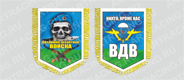 вымпел с бахромой 150х210мм, "ВДВ (череп)", двусторонний, Арт рэйсинг
