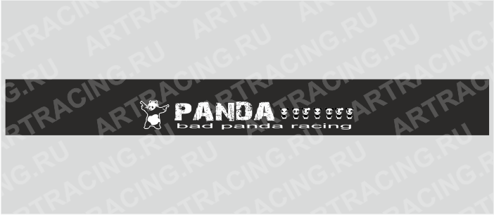 полоса на лобовое стекло 1300х170мм "Bad Panda racing " черная, Арт рэйсинг