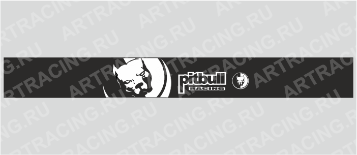 полоса на лобовое стекло 1300х170мм "Pitbull racing", черная, Арт рэйсинг