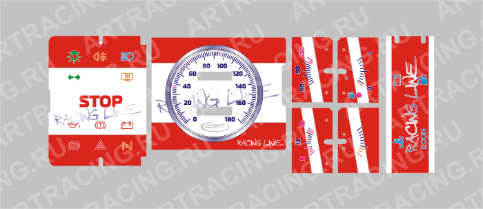 вставка в панель приборов ВАЗ 2108-21099 (низкая), RACING LINE (зеркало), фон красн., подсв.син