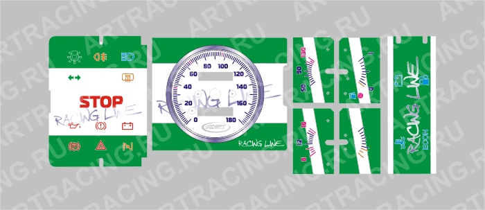 вставка в панель приборов ВАЗ 2108-21099 (низкая), RACING LINE (зеркало), фон зелен., подсв.син