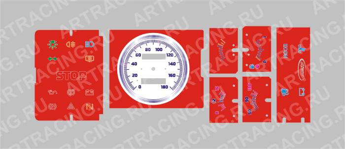 вставка в панель приборов ВАЗ 2108-21099 (низкая) шкала 3, фон красн., подсв. син