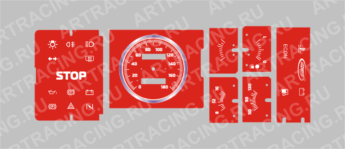 вставка в панель приборов ВАЗ 2108-21099 (низкая) шкала 4, фон красн., подсв. бел
