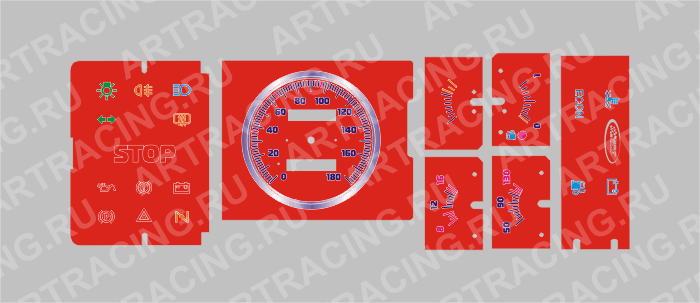 вставка в панель приборов ВАЗ 2108-21099 (низкая) шкала 4, фон красн., подсв. син