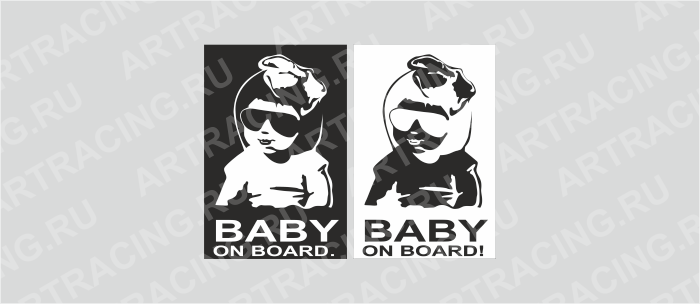 наклейка "Baby on board (черные очки, девочка)", 100*150, (плоттер)