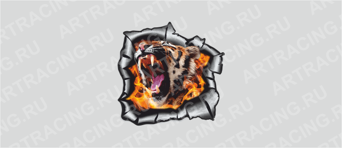 Наклейка "Разлом (Тигр в огне)", 250*250