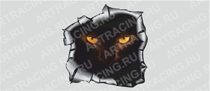 Наклейка "Разлом (Кошка, желтые глаза)", 250*250
