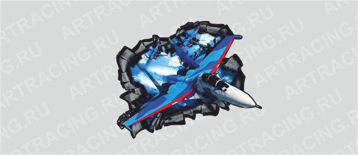 Наклейка "Разлом военная техника (Самолет)", 375*550