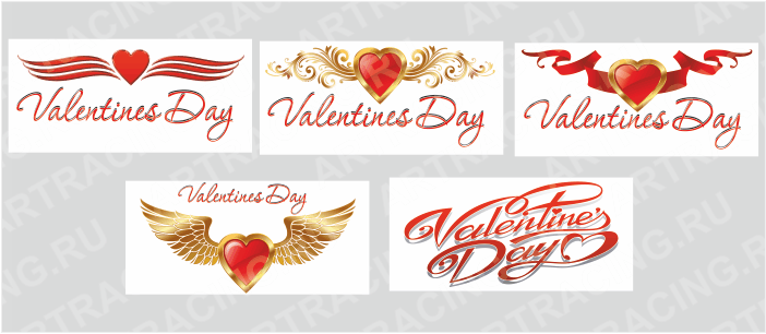 Наклейка "Valentine's Day ", 150*75, ассорти 5 видов